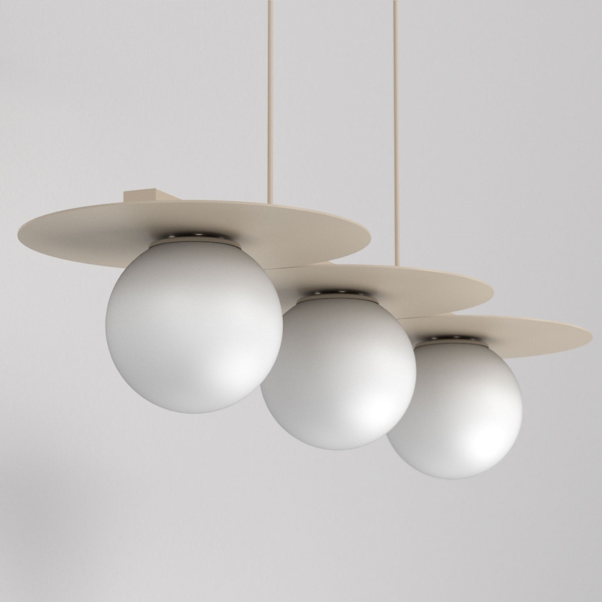 Lustre pendente com cabo FLAT 3xE27/15W/230V bege