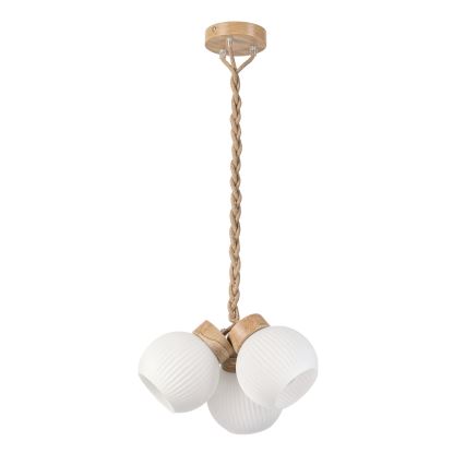 Lustre pendente com cabo LOOMIS 3xE27/15W/230V 83 cm bege/carvalho