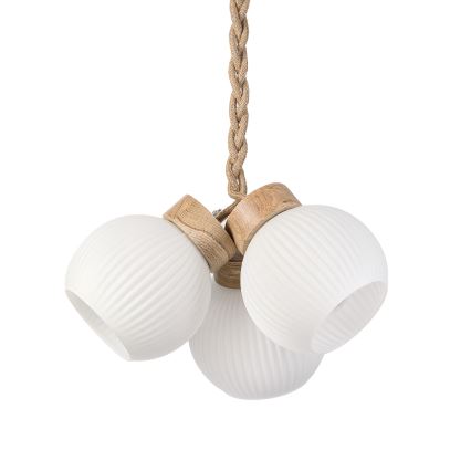 Lustre pendente com cabo LOOMIS 3xE27/15W/230V 83 cm bege/carvalho