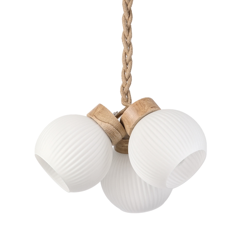 Lustre pendente com cabo LOOMIS 3xE27/15W/230V 83 cm bege/carvalho