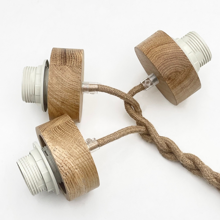 Lustre pendente com cabo LOOMIS 3xE27/15W/230V 83 cm bege/carvalho