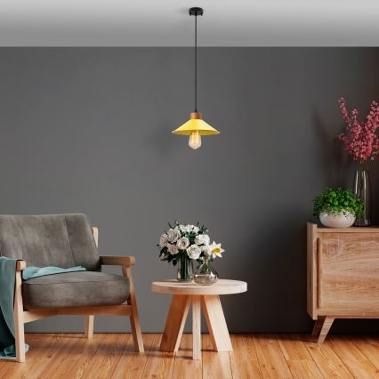 Lustre pendente com cabo MANAVGAT 1xE27/40W/230V amarelo/marrom