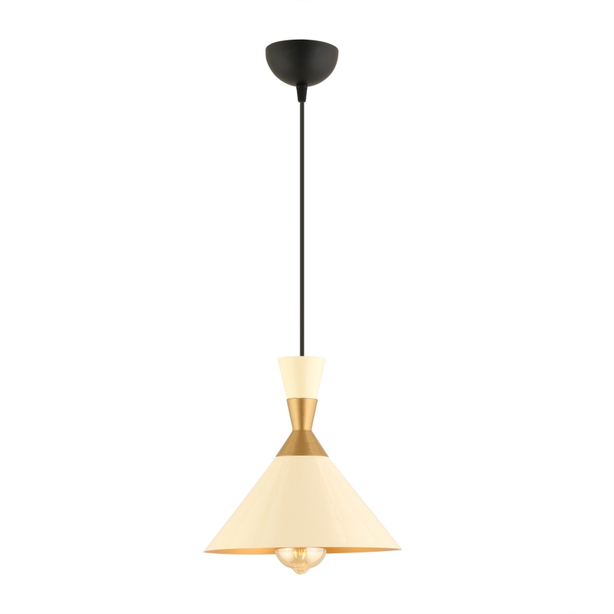 Lustre pendente com cabo MONZA 1xE27/40W/230V Ø 25 cm creme/dourado