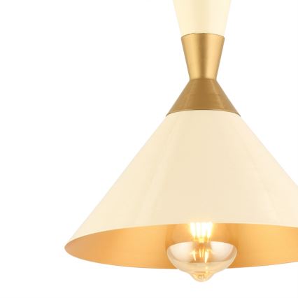 Lustre pendente com cabo MONZA 1xE27/40W/230V Ø 25 cm creme/dourado