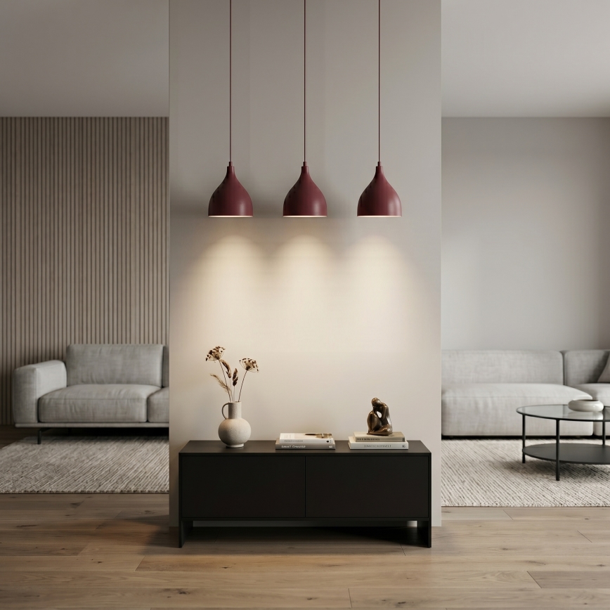 Lustre pendente com cabo NOAK CLASSIC 3xE27/15W/230V borgonha