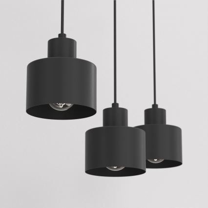 Lustre pendente com cabo PARKLA 3xE27/15W/230V preto