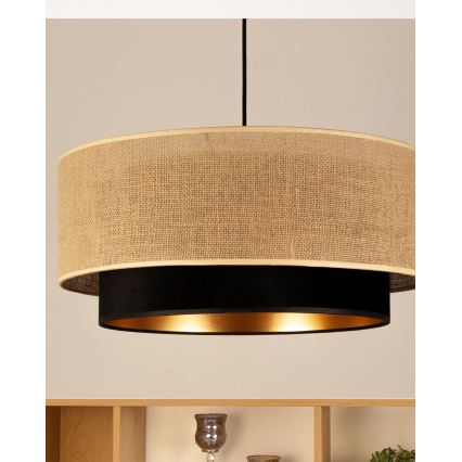 Lustre pendente com cabo SARTA 1xE27/60W/230V Ø 45 cm preto/juta