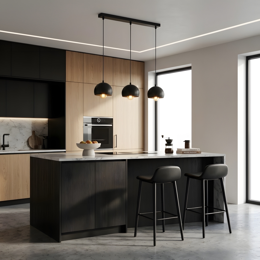 Lustre pendente com cabo SOOL 3xE27/15W/230V, preto