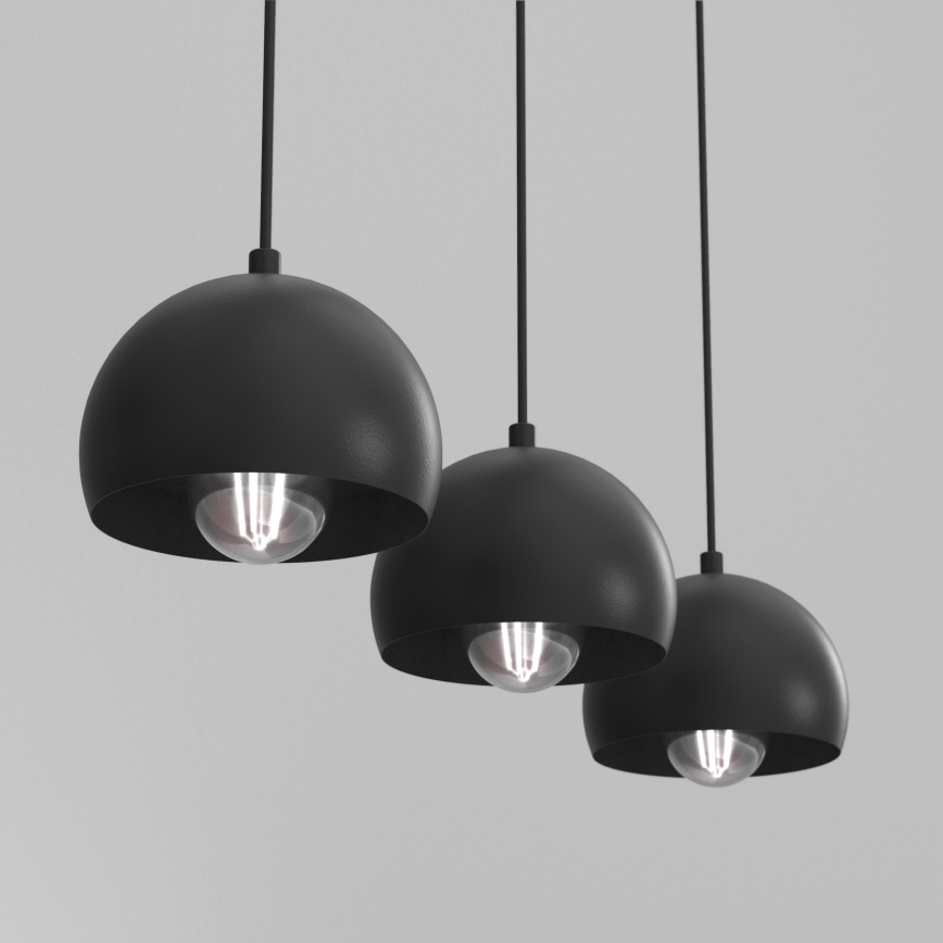 Lustre pendente com cabo SOOL 3xE27/15W/230V, preto