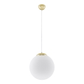Lustre pendente com cabo TOYA 1xE27/60W/230V, Ø 30 cm, branco/dourado