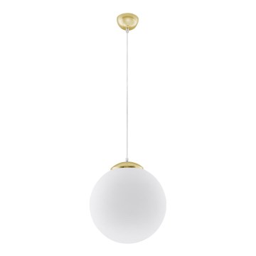 Lustre pendente com cabo TOYA 1xE27/60W/230V, Ø 30 cm, branco/dourado