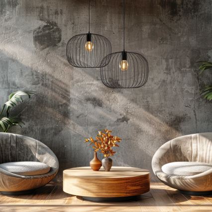 Lustre pendente com fio OVELLA, 1x E27/15W/230V, Ø 46 cm, preto