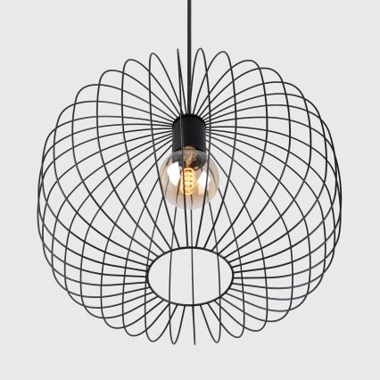 Lustre pendente com fio OVELLA, 1x E27/15W/230V, Ø 46 cm, preto