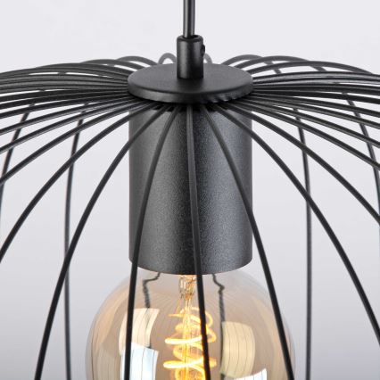 Lustre pendente com fio OVELLA, 1x E27/15W/230V, Ø 46 cm, preto
