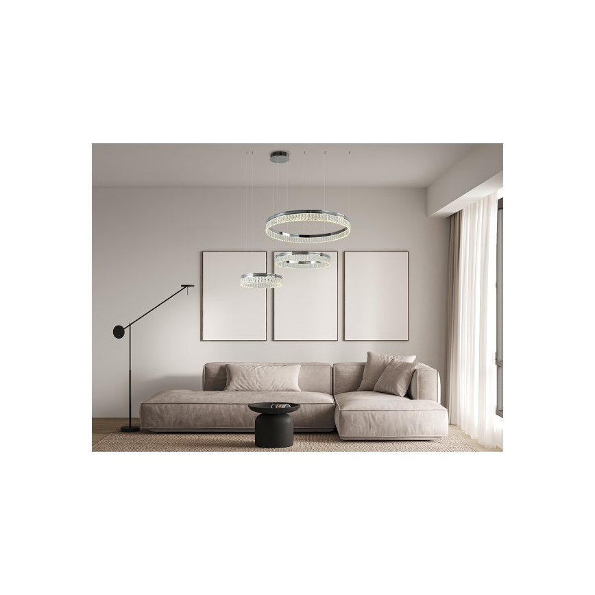 Lustre de cristal LED regulável suspenso por cabo THALIA LED/120W/230V 3000-6000K + controlo remoto