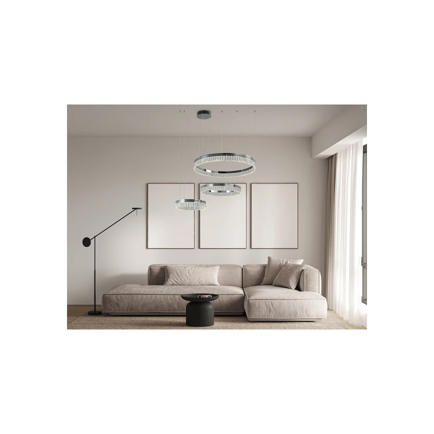 Lustre de cristal LED regulável suspenso por cabo THALIA LED/120W/230V 3000-6000K + controlo remoto
