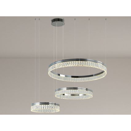 Lustre de cristal LED regulável suspenso por cabo THALIA LED/120W/230V 3000-6000K + controlo remoto