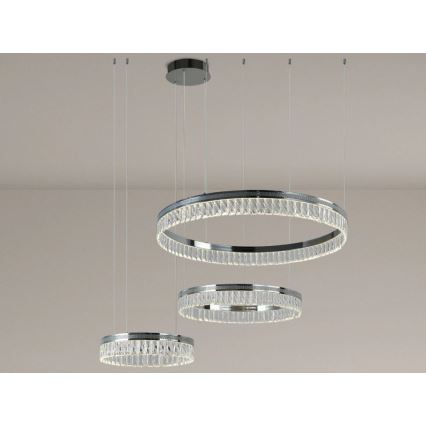 Lustre de cristal LED regulável suspenso por cabo THALIA LED/120W/230V 3000-6000K + controlo remoto