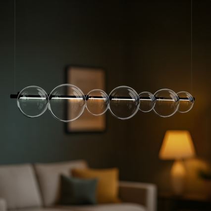 Lustre pendente em cabo ATOLA LED/19W/230V preto/transparente