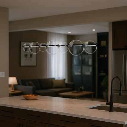 Lustre pendente em cabo ATOLA LED/19W/230V preto/transparente