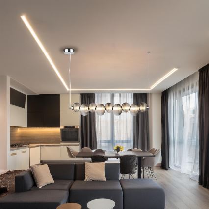 Lustre pendente em cabo BOLLA LED/32W/230V cromado brilhante/cinza fumê