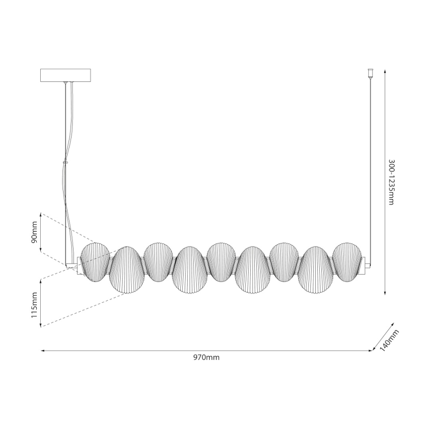 Lustre pendente em cabo BOLLA LED/32W/230V cromado brilhante/cinza fumê