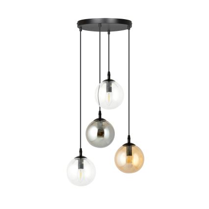 Lustre suspenso por cabo COSMO 4xE14/10W/230V diâmetro 40 cm preto/transparente/fumê/bege