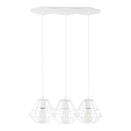 Lustre pendente em cabo DIAMOND 3xE27/60W/230V branco