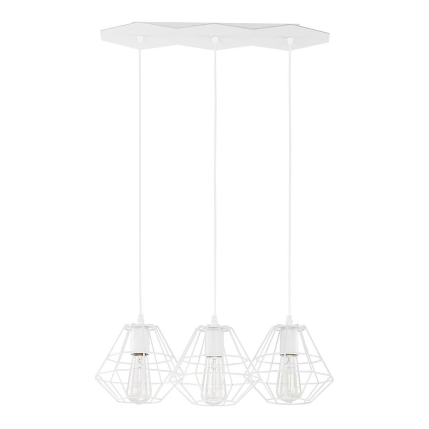 Lustre pendente em cabo DIAMOND 3xE27/60W/230V branco