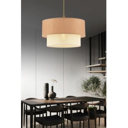 Lustre pendente em cabo ECHO 1xE27/60W/230V castanho/creme