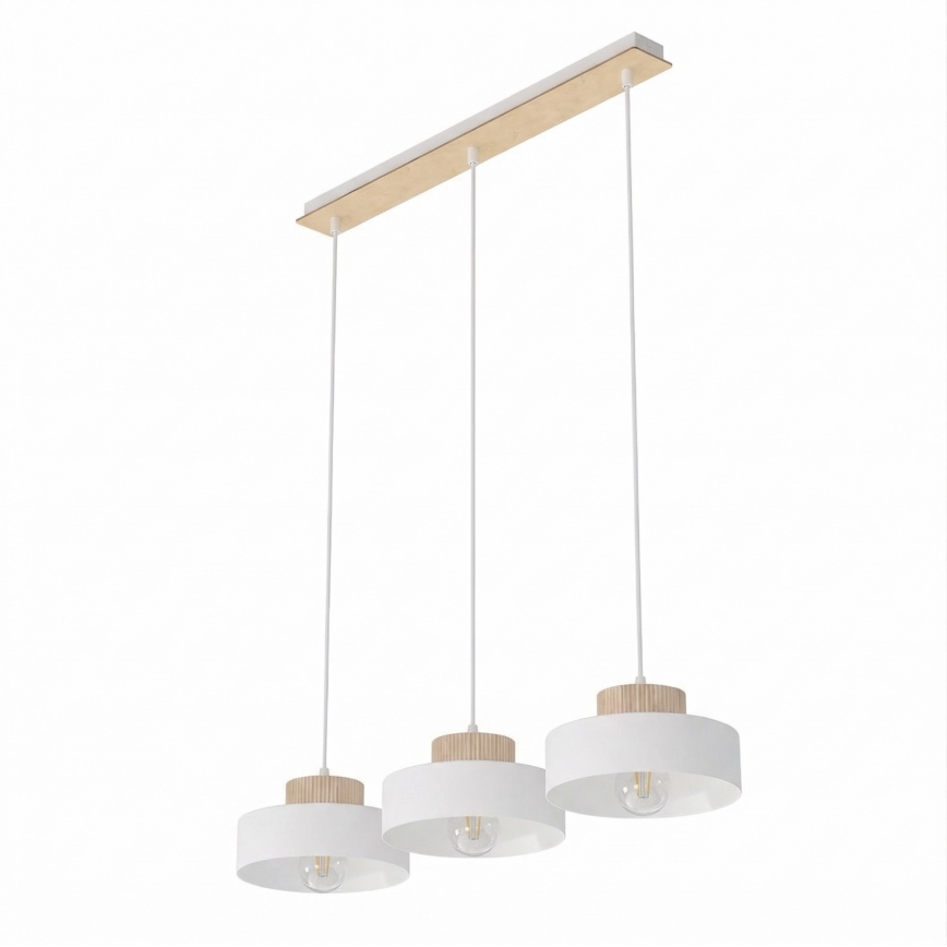 Lustre pendente em cabo KIVI 3xE27/15W/230V branco