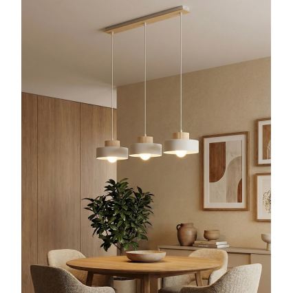 Lustre pendente em cabo KIVI 3xE27/15W/230V branco