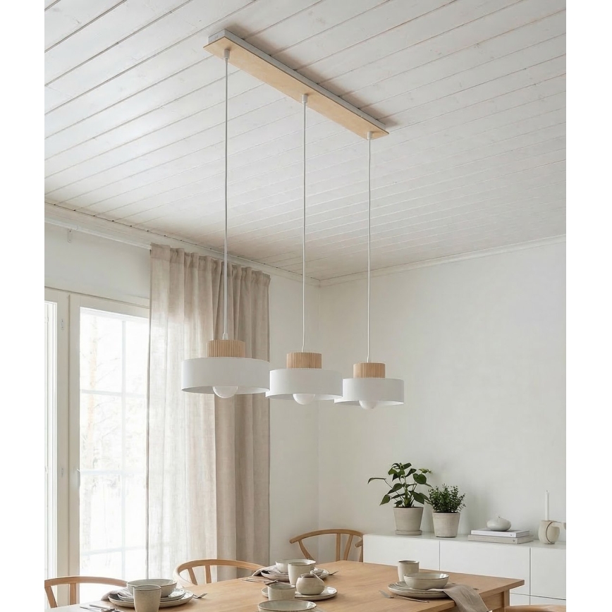 Lustre pendente em cabo KIVI 3xE27/15W/230V branco