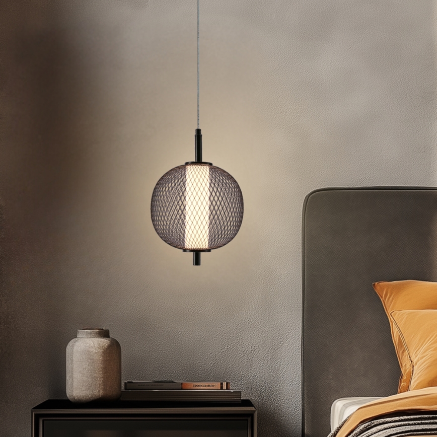 Lustre pendente em cabo PUMA LED/10W/230V, diâmetro 20 cm, preto