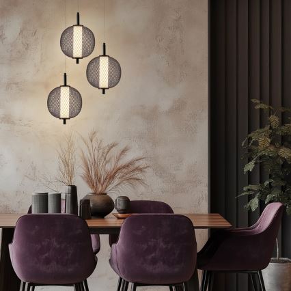 Lustre pendente em cabo PUMA LED/10W/230V, diâmetro 20 cm, preto