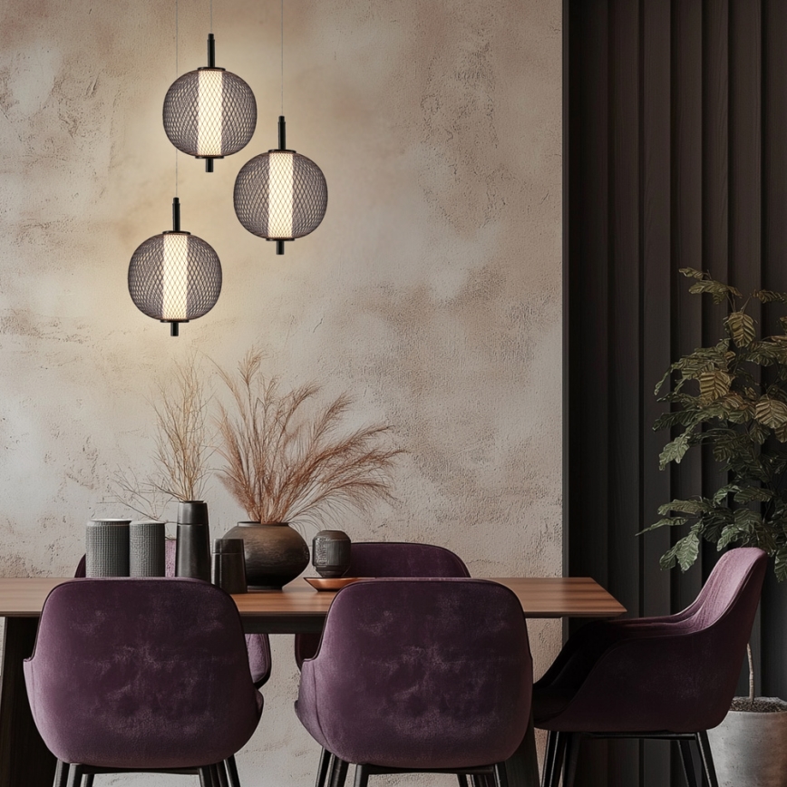 Lustre pendente em cabo PUMA LED/10W/230V, diâmetro 20 cm, preto
