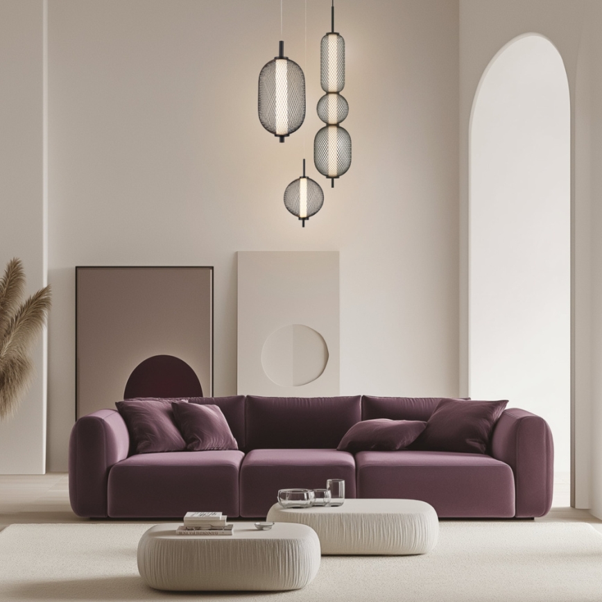 Lustre pendente em cabo PUMA LED/10W/230V, diâmetro 20 cm, preto