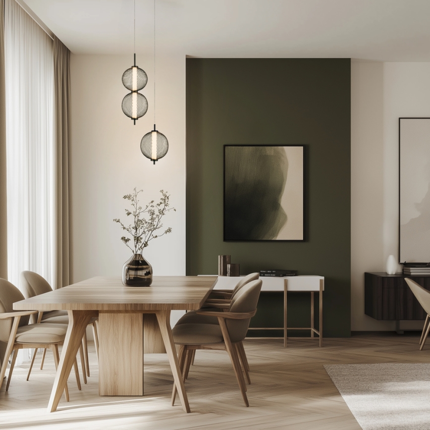 Lustre pendente em cabo PUMA LED/10W/230V, diâmetro 20 cm, preto