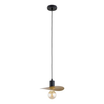 Lustre pendente em cabo SAVANA 1xE27/15W/230V Ø 23 cm preto/dourado