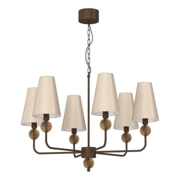 Lustre pendente em corrente GRENADA 6xE14/15W/230V bege