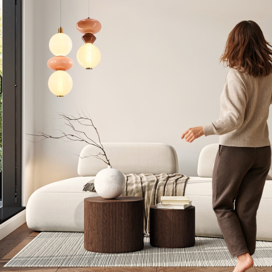 Lustre pendente FLORES LED/10W/230V dourado/laranja/castanho