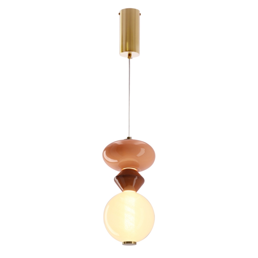 Lustre pendente FLORES LED/10W/230V dourado/laranja/castanho