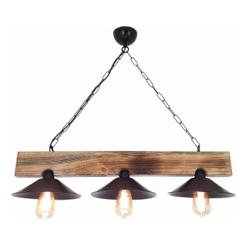 Lustre pendente HEPSI com cabo, 3xE27/40W/230V — acabamento abeto/nogueira