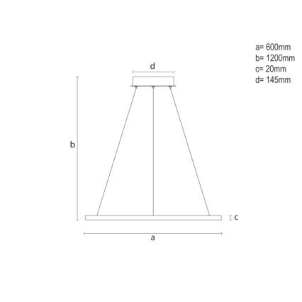 Lustre LED dimerizável suspenso por cabo, 32W/230V, 3000-6500K, diâmetro 60 cm + controlo remoto