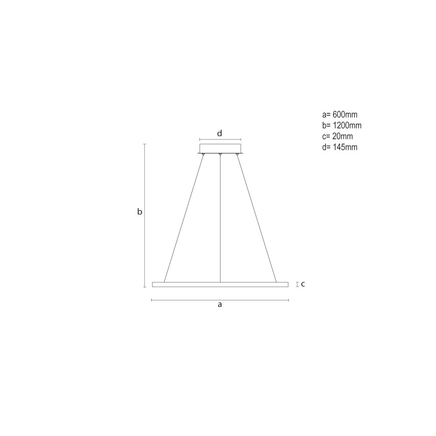 Lustre LED dimerizável suspenso por cabo, 32W/230V, 3000-6500K, diâmetro 60 cm + controlo remoto