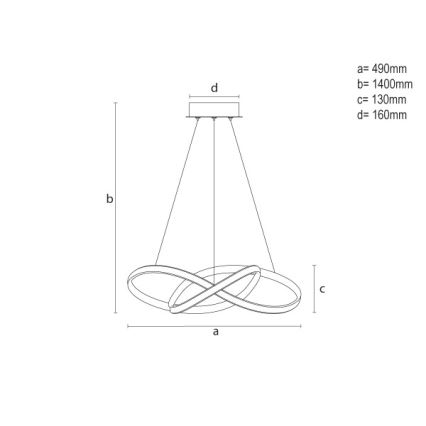 Lustre pendente LED regulável em cabo LED/65W/230V 3000-6500K Ø 49 cm + comando remoto