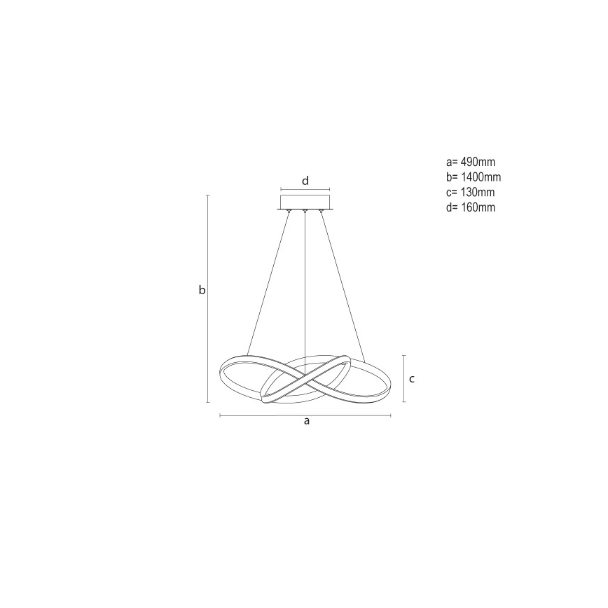 Lustre pendente LED regulável em cabo LED/65W/230V 3000-6500K Ø 49 cm + comando remoto