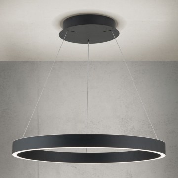 Lustre pendente LED dimerizável suspenso por cabo KOLK, 60 W, 230 V, 2700/3000/4000 K, Ø 60 cm, preto