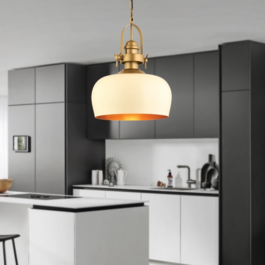 Lustre pendente MONZA com cabo 1xE27/40W/230V, diâmetro 30 cm, creme/bronze