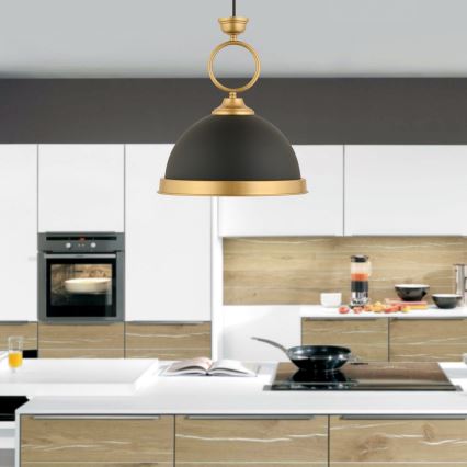 Lustre pendente MONZA com cabo 1xE27/40W/230V Ø 30 cm preto/bronze